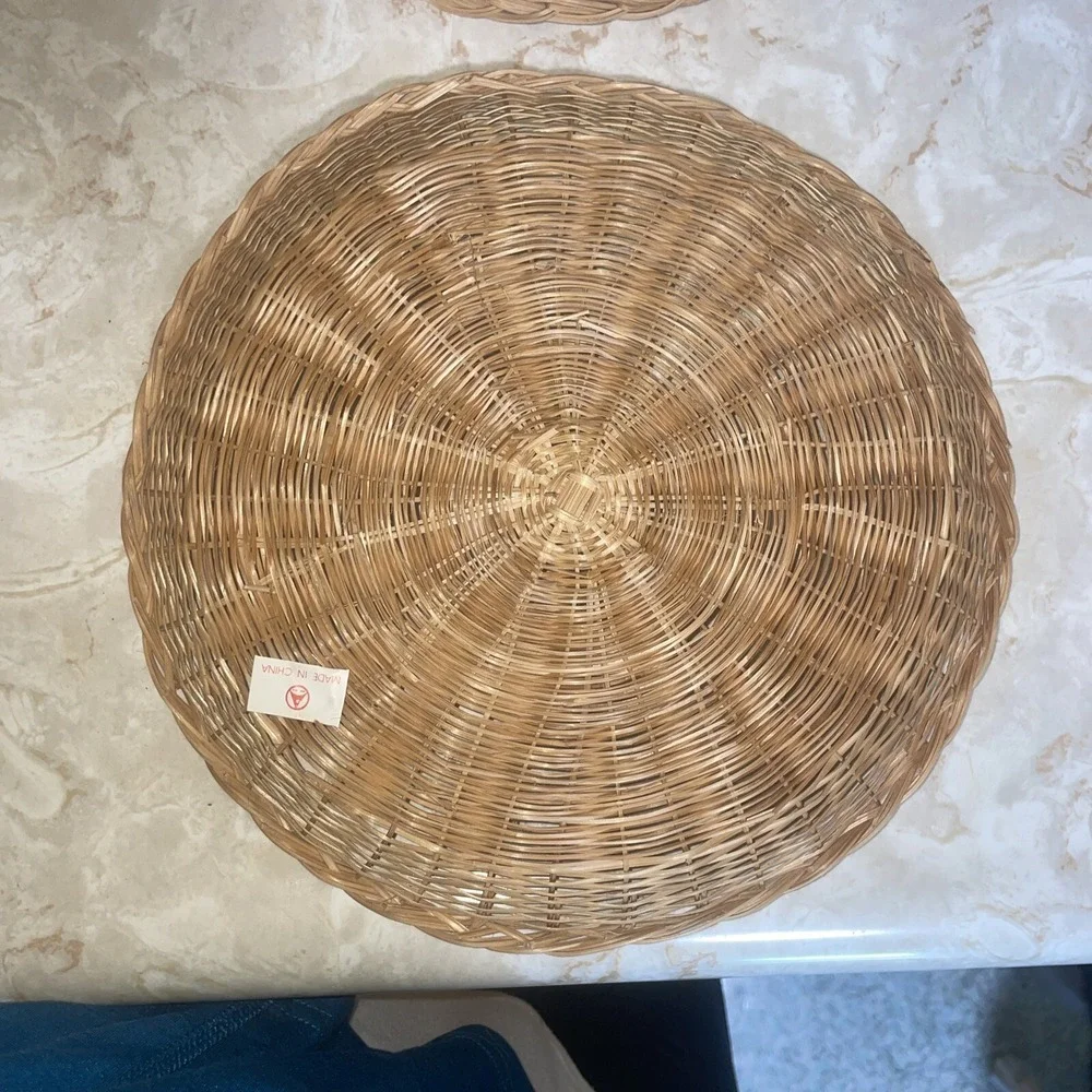 Set‎ Of Four Vintage Rattan Reed Wicker Plate Holders